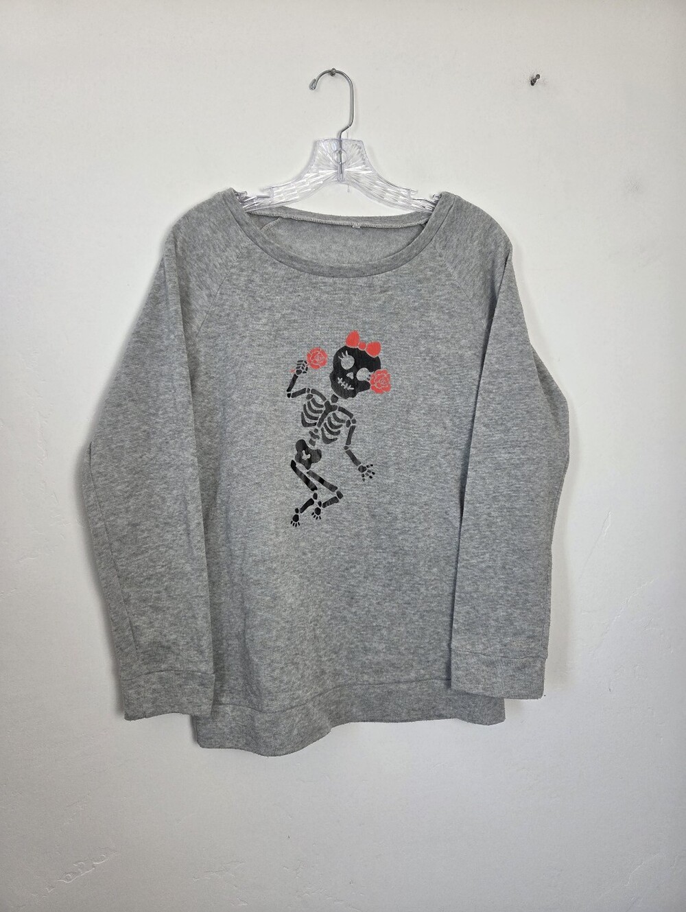 Skeleton Sweatshirt Girl Cute Halloween Dia De La Muertos Emo Grunge Gothic S